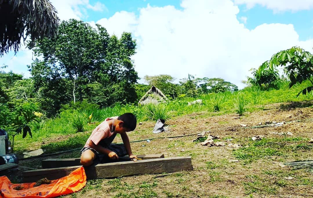 Person working in field, small, at Ampiri.