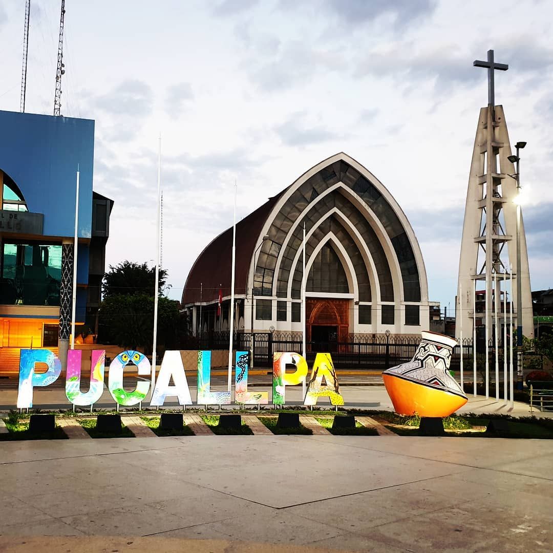 Church with PUCALLPA sign, at Ampiri.