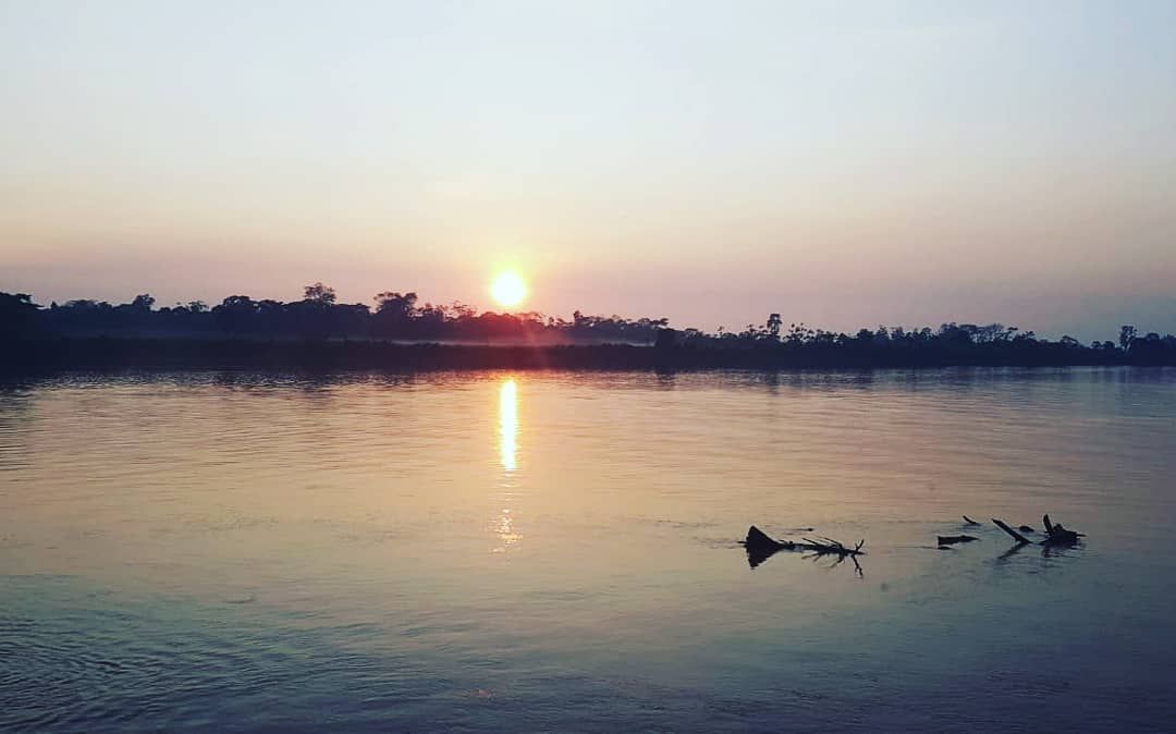 Sunset over river, at Ampiri.