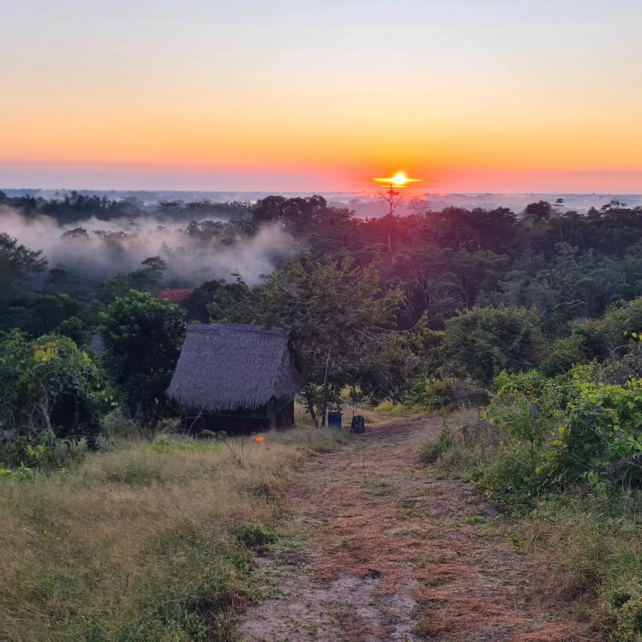 Sunset over path, at Ampiri.