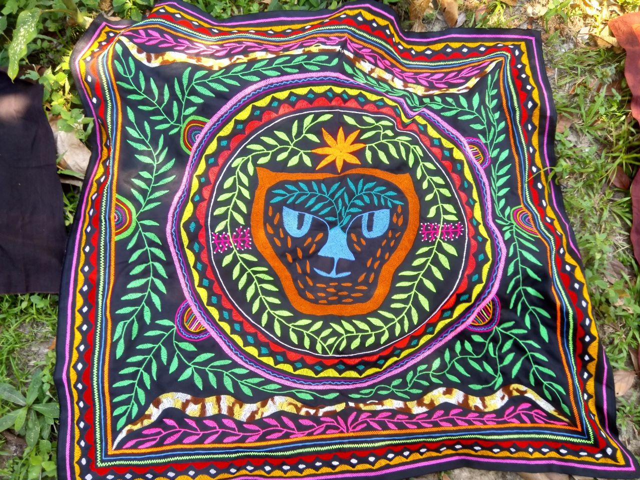 A Shipibo embroidered cloth.